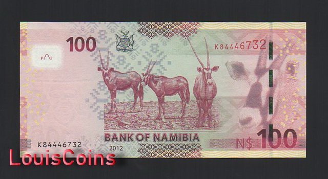 1194-2 B1194-NAMIBIA-2012納米比亞紙幣,100 Namibia Dollars(B)