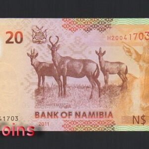 1196-2 B1196-NAMIBIA-2011納米比亞紙幣,20 Namibia Dollars(1291)