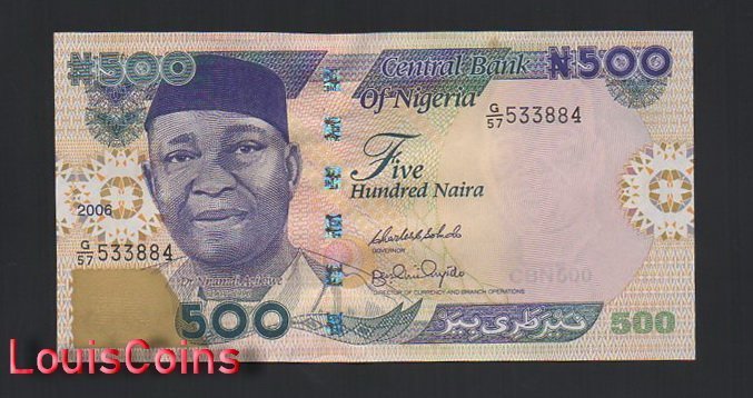 B1197-NIGERIA-2001-2019奈及利亞(尼日利亞)紙幣,500 Naira(BO)