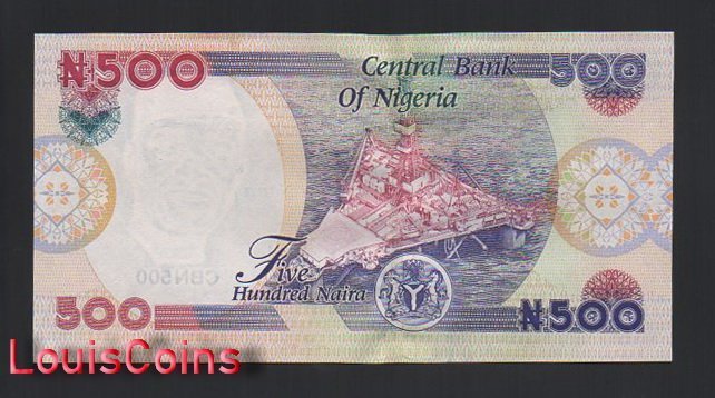 B1197-NIGERIA-2001-2019奈及利亞(尼日利亞)紙幣,500 Naira(BO)