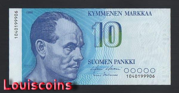 B1198-FINLAND-1986芬蘭鈔票-10 Markka(BO)