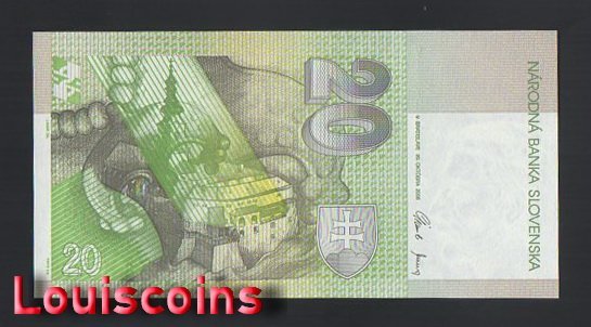 1204-2 B1204-SLOVAKIA-1993-06斯洛伐克紙鈔-20 koruna(B)