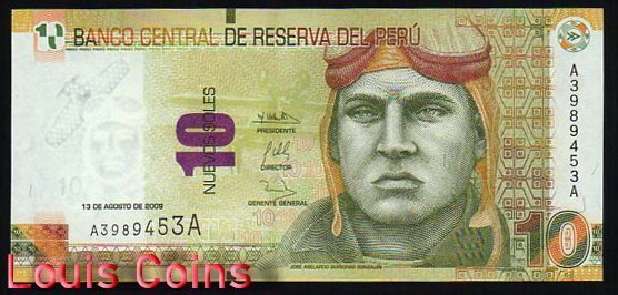 1209-1 B1209-PERU-2009-2013祕魯紙幣,10 Nuevos Soles(B)