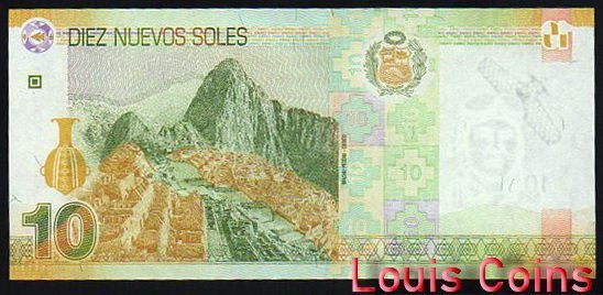 1209-2 B1209-PERU-2009-2013祕魯紙幣,10 Nuevos Soles(B)