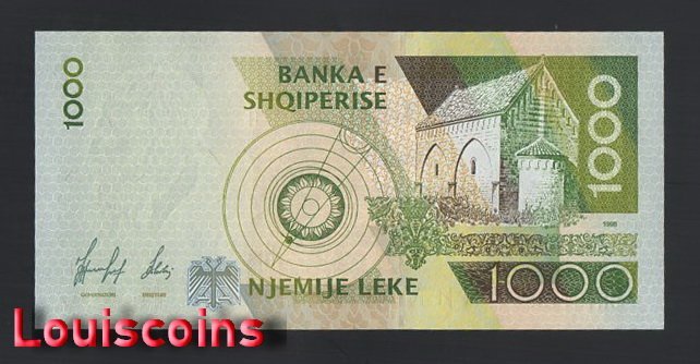 1216-2 B1216-ALBANIA-1996阿爾巴尼亞紙幣,1000 Leke(BO)