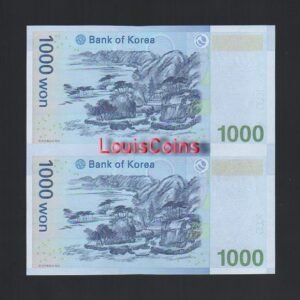 1239-2 B1239-KOREA (SOUTH)-韓國2連體紙幣,1.000 Won含冊(T)