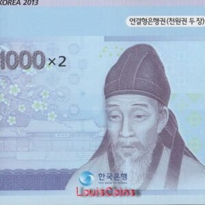 1239-3 B1239-KOREA (SOUTH)-韓國2連體紙幣,1.000 Won含冊(T)