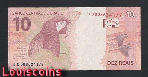 1242-1 B1242-BRAZIL-2010巴西紙幣-10 Reais(B)