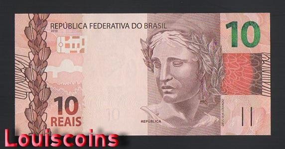 1242-2 B1242-BRAZIL-2010巴西紙幣-10 Reais(B)